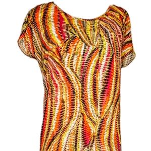 KBS Abstract Orange Sheath Dress Size Large